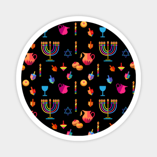 Happy Hanukkah Festival! Jewish Holiday Hanukkah Menorah traditional Chanukah Vintage gold pattern Jerusalem doodle frame Chanukah Decoration, presents and gifts Magnet